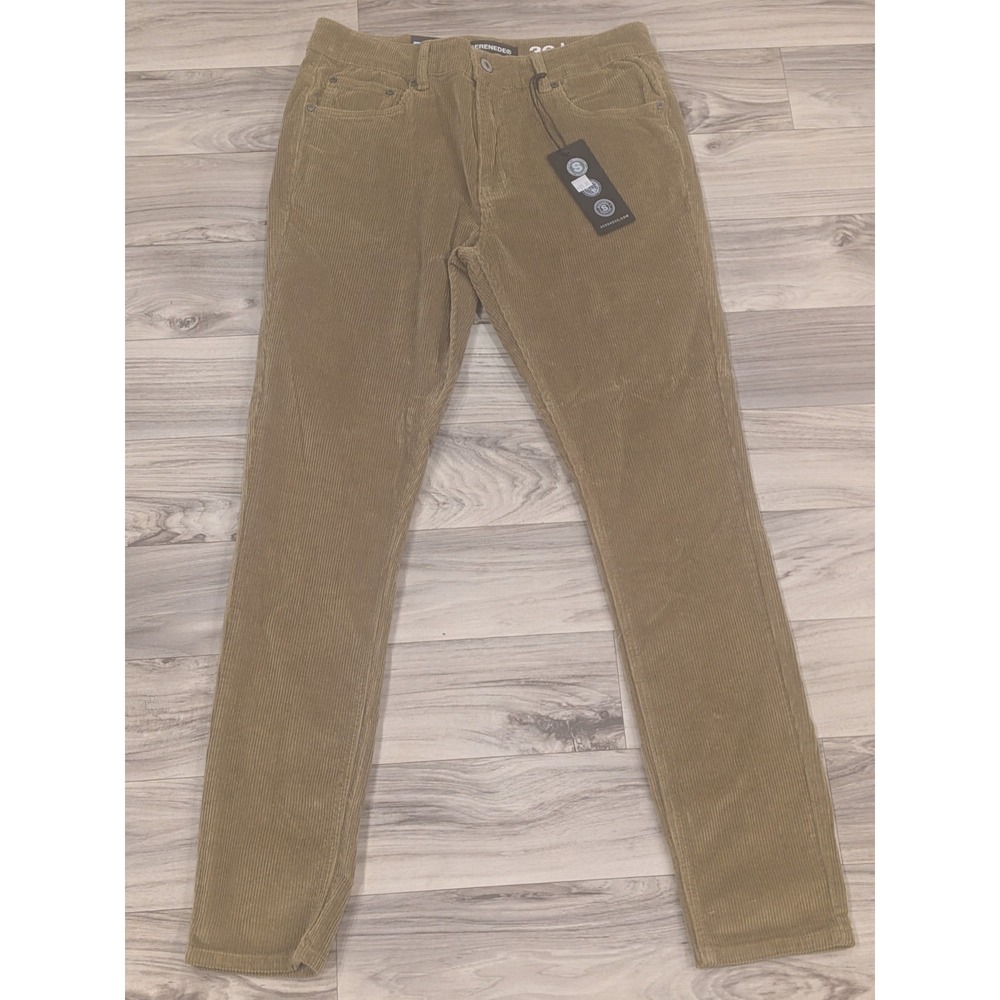 Serenede Men's Fitted Corduroy Pants 36 Olive Green Stretch Fit 34x32 NWT